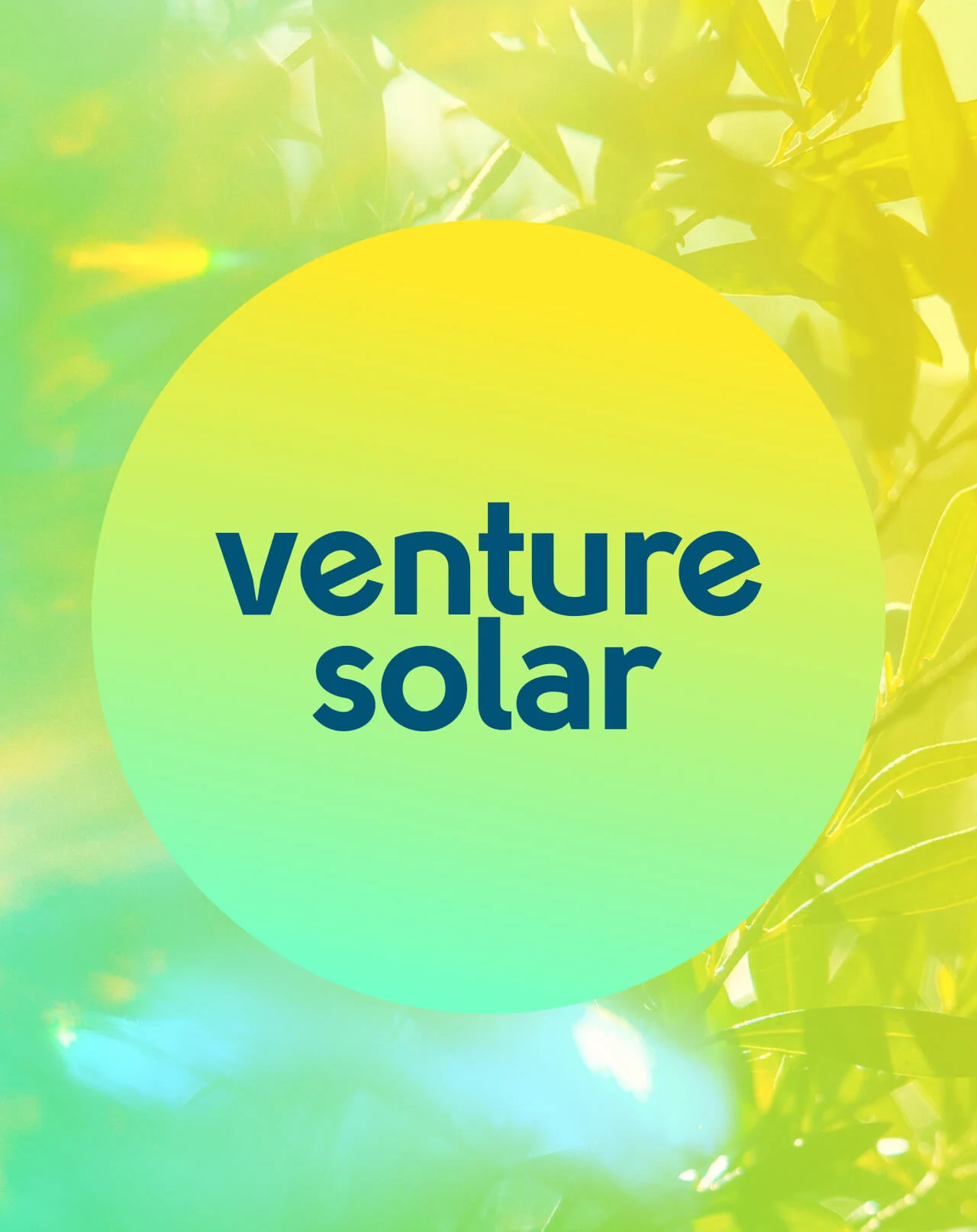 Vibrant brand identity for Venture Solar created by Anchour, a full-service marketing agency. Gradient visuals and modern typography reflect clean energy innovation and forward-thinking solar branding.